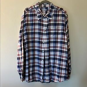 Eddie Bauer Blue Red Plaid Casual Shirt